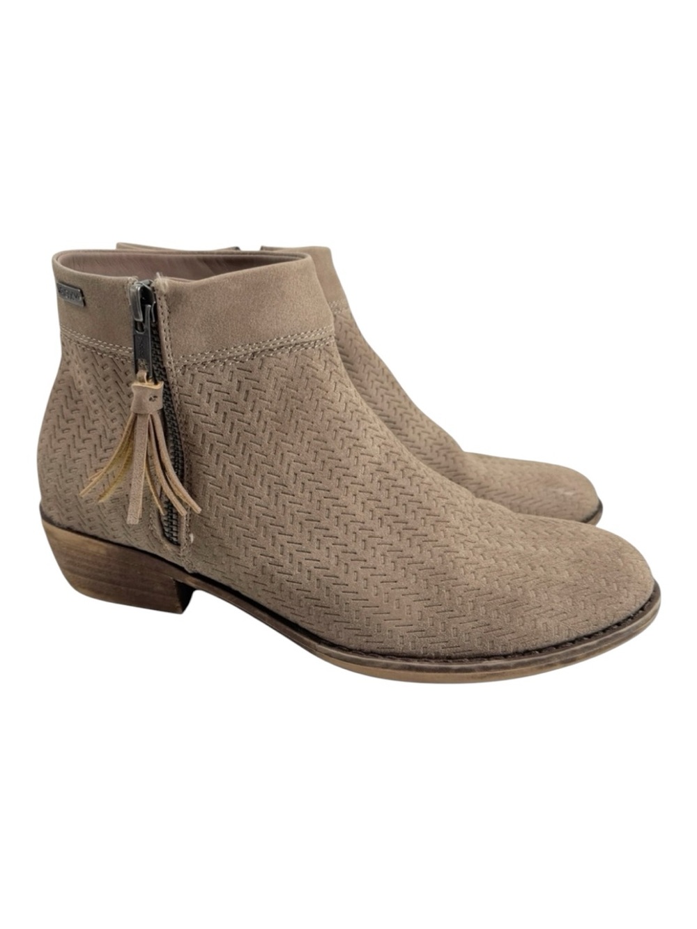 Roxy Brylee Taupe Faux Leather Perforated Ankle Boots Size 9